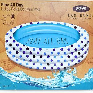 Rae-Dunn Indigo Polka Dot Inflatable Mini Pool - Play All Day